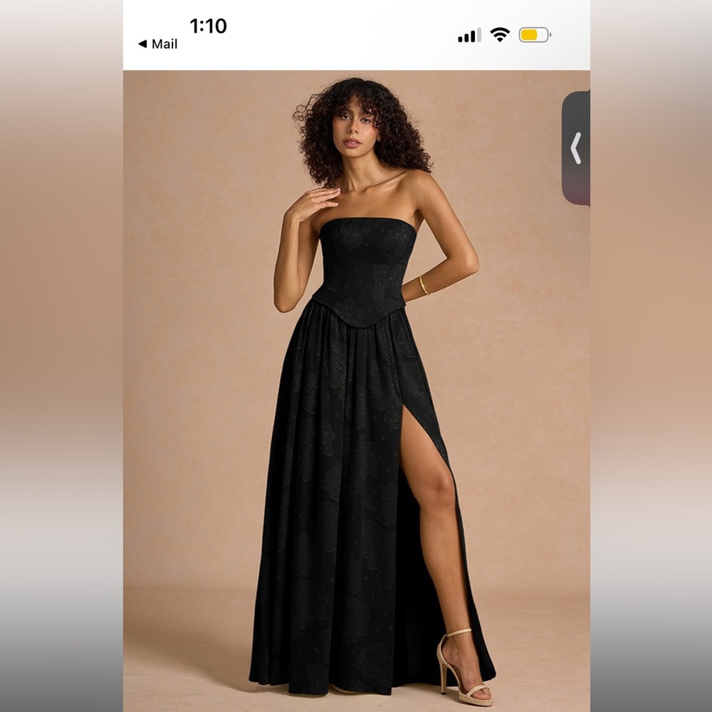 Azazie Isaura Black Maxi - Picture 1 of 4